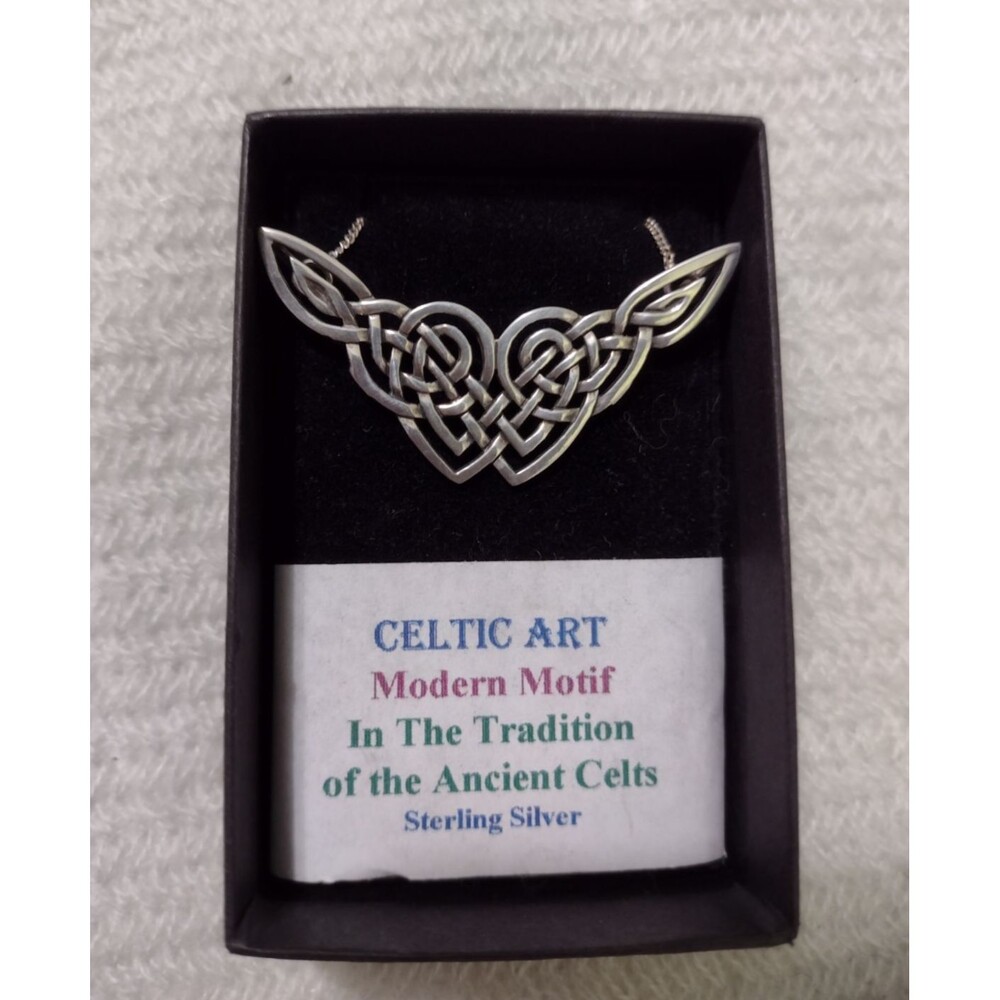 Sterling Silver Irish Trinity Knot Necklace & Earring Set- Celtic- Vintage -NOS